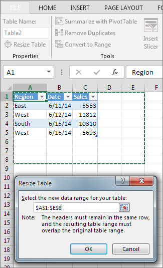 Pivot table in excel